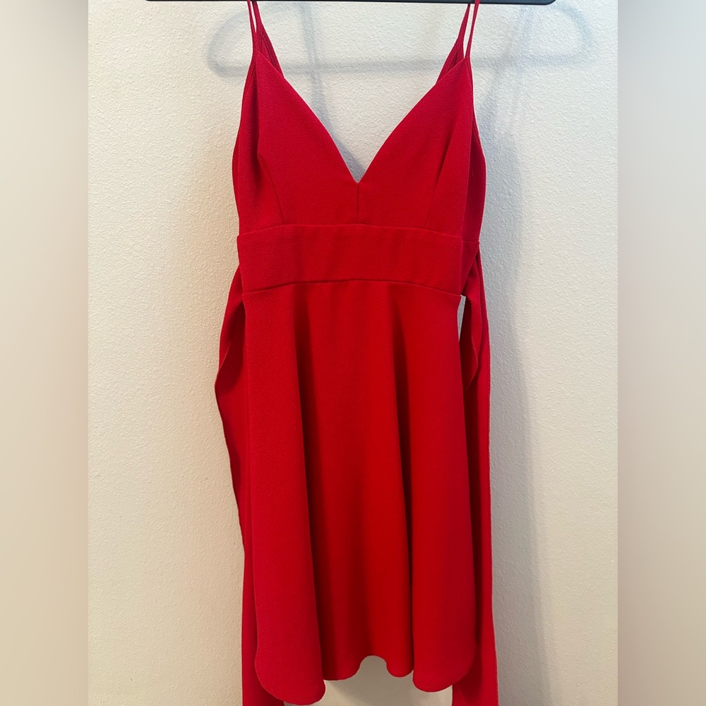 Mini Red V-Neck Dress